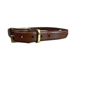 Polo Ralph Lauren Men's Brown Genuine Leather brass Buckle Belt Size 40
